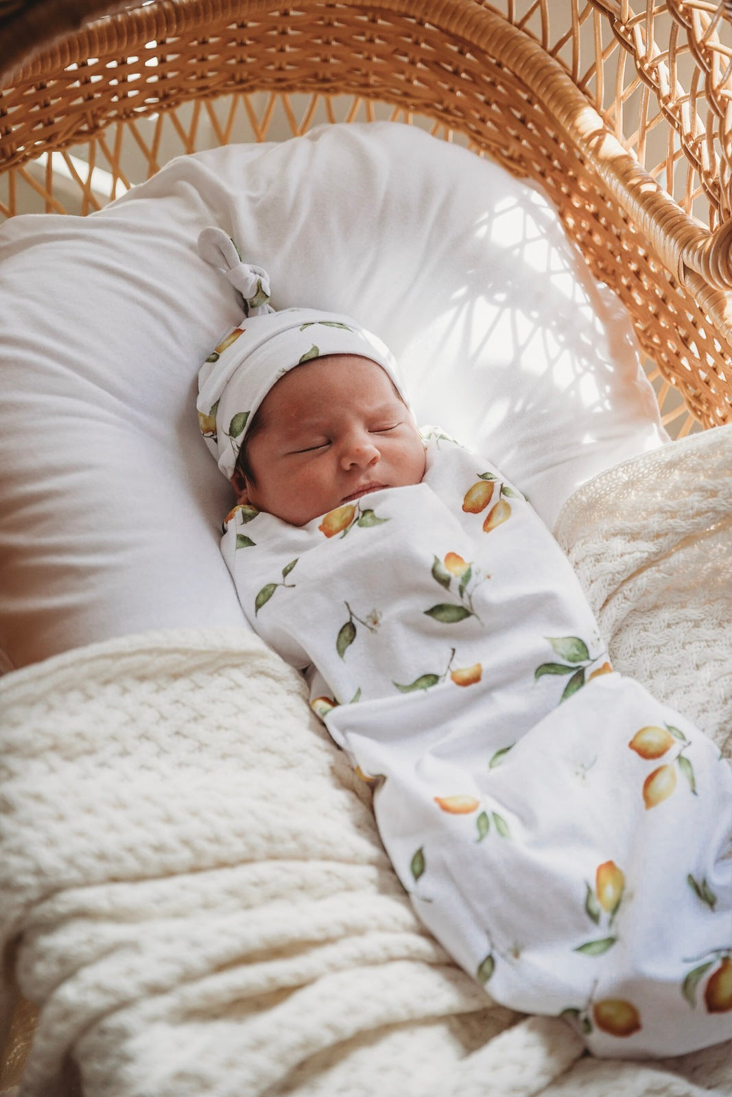 SNUGGLE HUNNY KIDS - SWADDLE & BEANIE SET (LEMON)