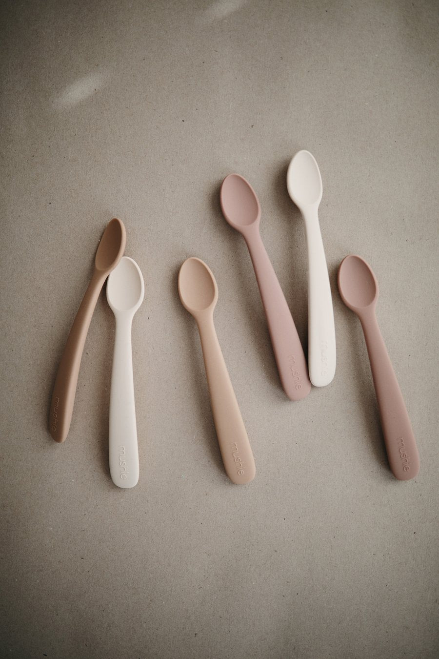 Mushie - Silicone Baby Feeding Spoons (Blush/Shifting Sand) 2 Pack
