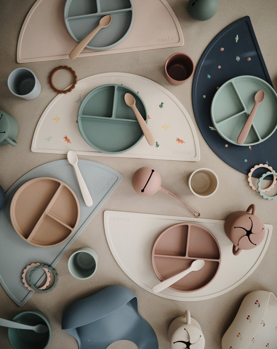 Mushie - Silicone Baby Feeding Spoons (Blush/Shifting Sand) 2 Pack