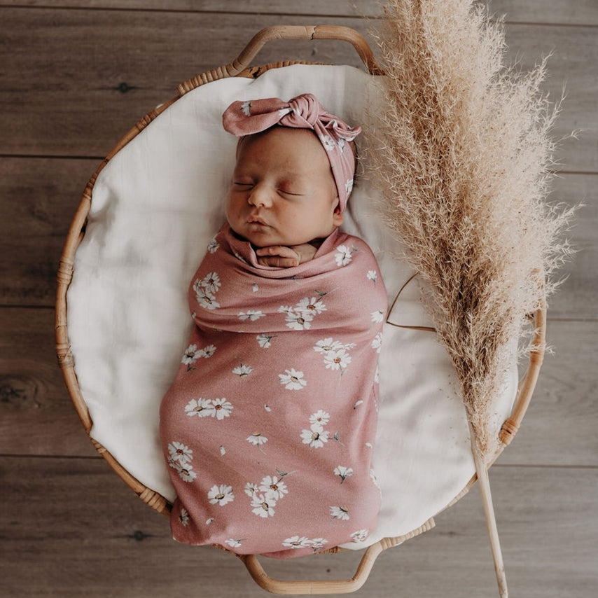SNUGGLE HUNNY KIDS - SWADDLE & TOPKNOT SET (DAISY)