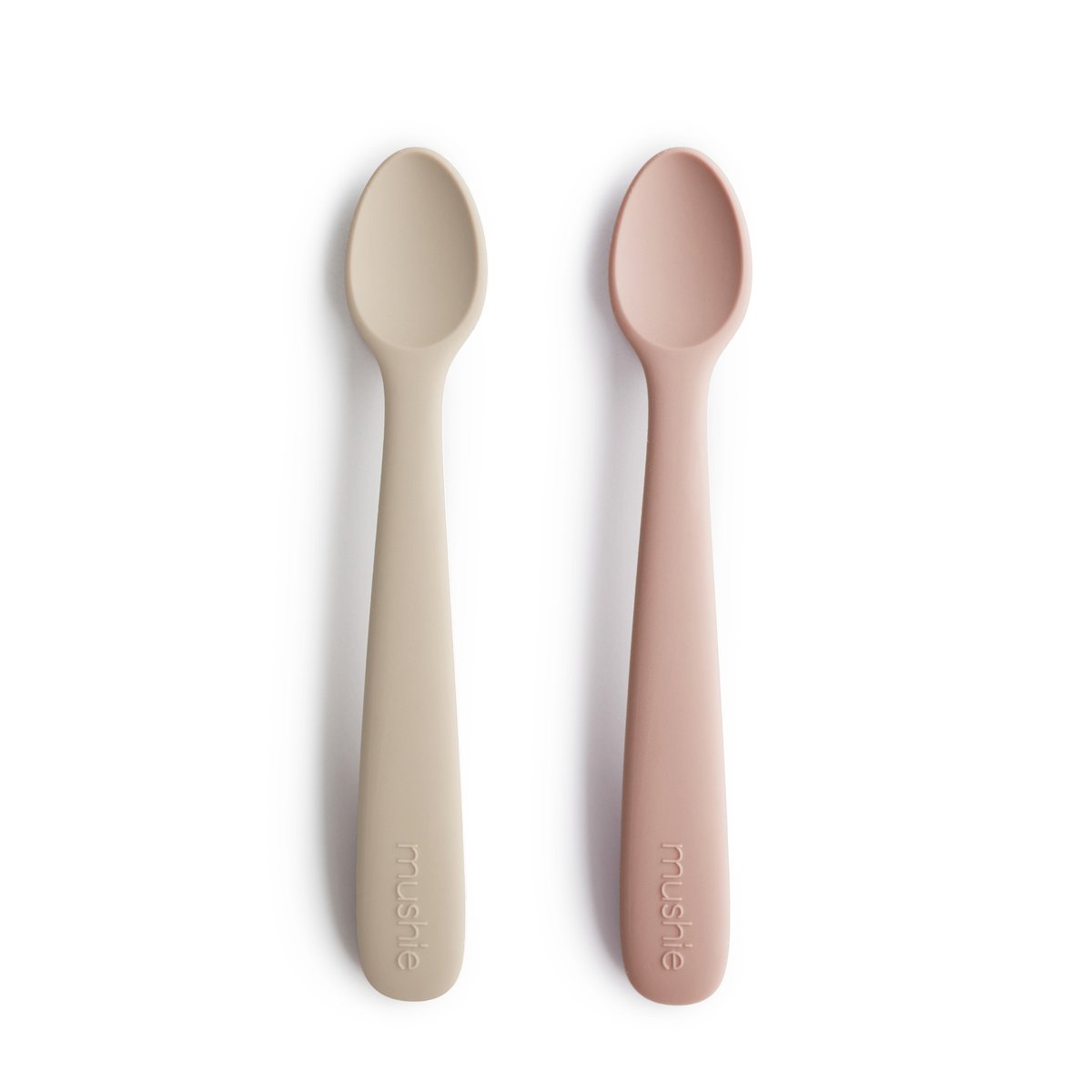 Mushie - Silicone Baby Feeding Spoons (Blush/Shifting Sand) 2 Pack