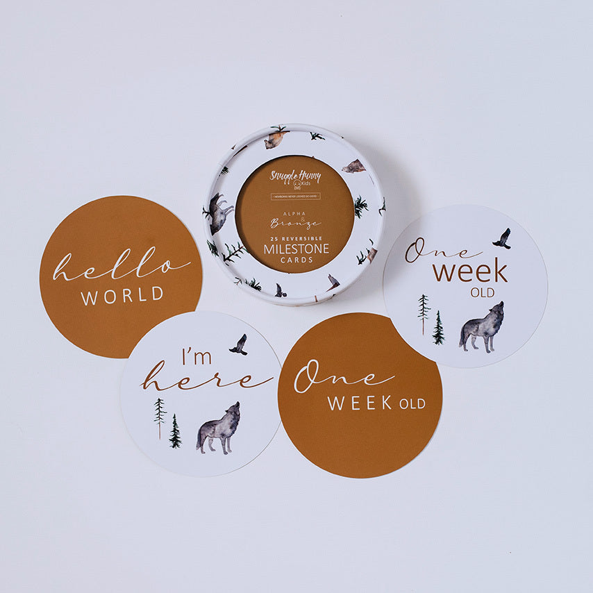 SNUGGLE HUNNY KIDS - REVERSIBLE MILESTONE CARDS (ALPHA & BRONZE)