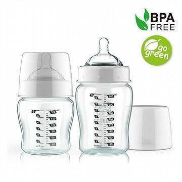 HAAKAA - WIDE NECK GLASS BABY BOTTLE - 180ML