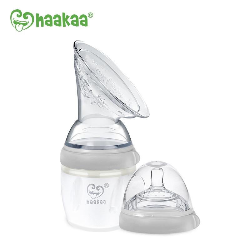 HAAKAA - GENERATION 3 SILICONE BREAST PUMP & BOTTLE SET 160ML – GREY